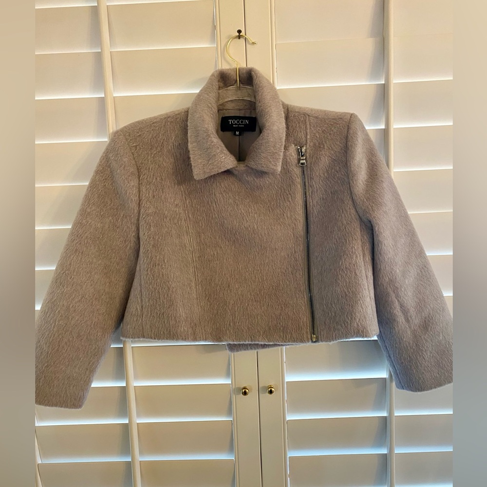 Toccin New York Moto Cropped Cashmere feel Jacket Size Med Excellent Condition - Picture 4 of 8